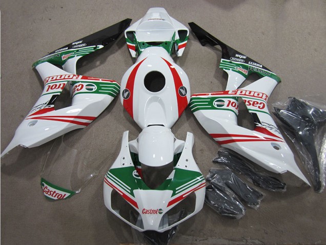 CBR 1000 RR 06-07 Motorrad Verkleidungen - Weiß Grün Rot Castrol