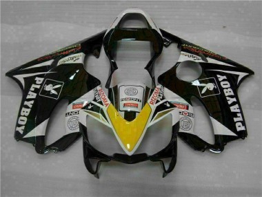 CBR 600 F4i 01-03 Motorrad Verkleidungen - Gelb Silber Schwarz Playboy