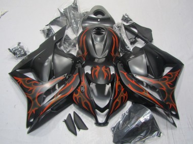 CBR 600 RR 09-12 Motorrad Verkleidungen - Schwarz Orange Flamme