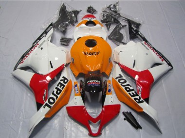 CBR 600 RR 09-12 Motorrad Verkleidungen - Weiß Orange Schwarz Repsol