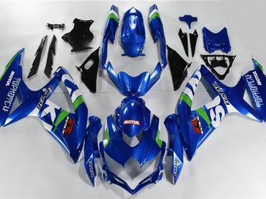 GSXR 600 / 750 K8 08-10 Motorrad Verkleidungen - Blau Weiß Grün