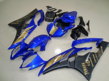 R6 06-07 Motorrad Verkleidungen - Schwarz Blau mit Gold Aufkleber